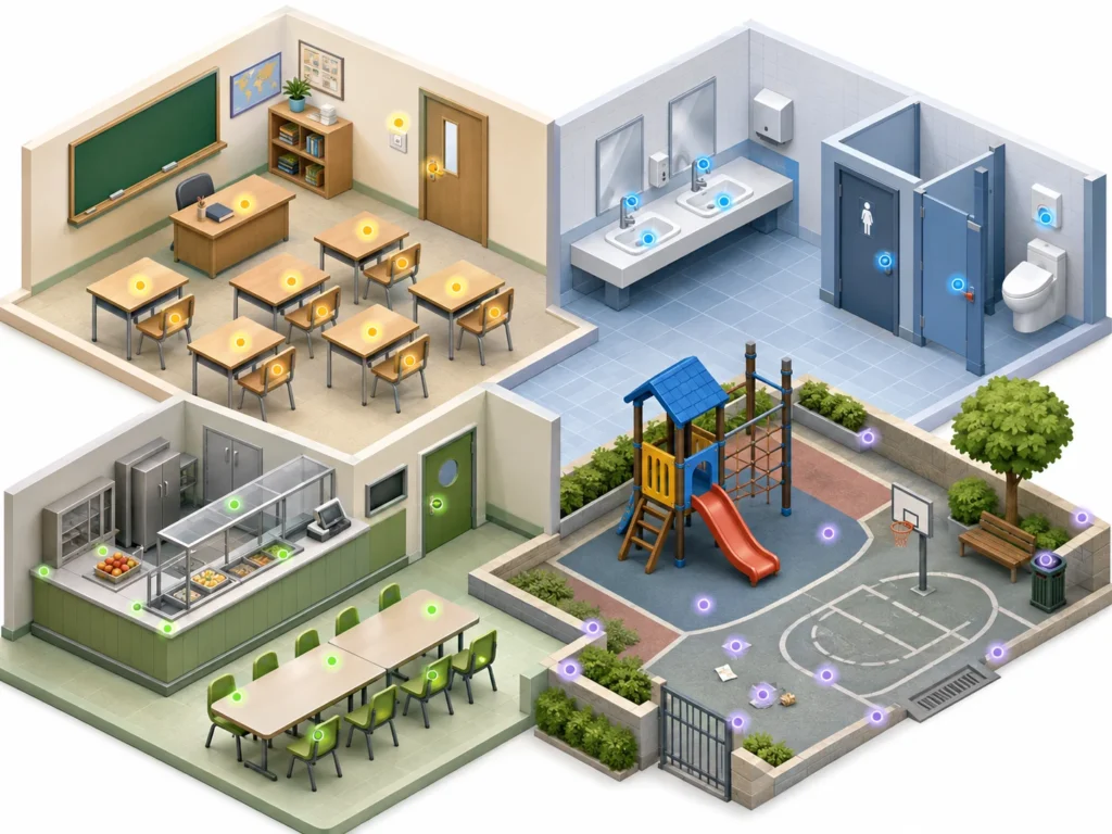 Chaque espace scolaire nécessite des opérations et des points de vigilance différents.