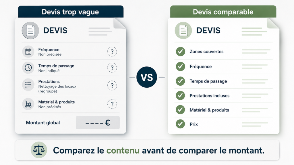 Deux prestations de même surface peuvent coûter différemment selon la fréquence, la configuration et les contraintes du site.