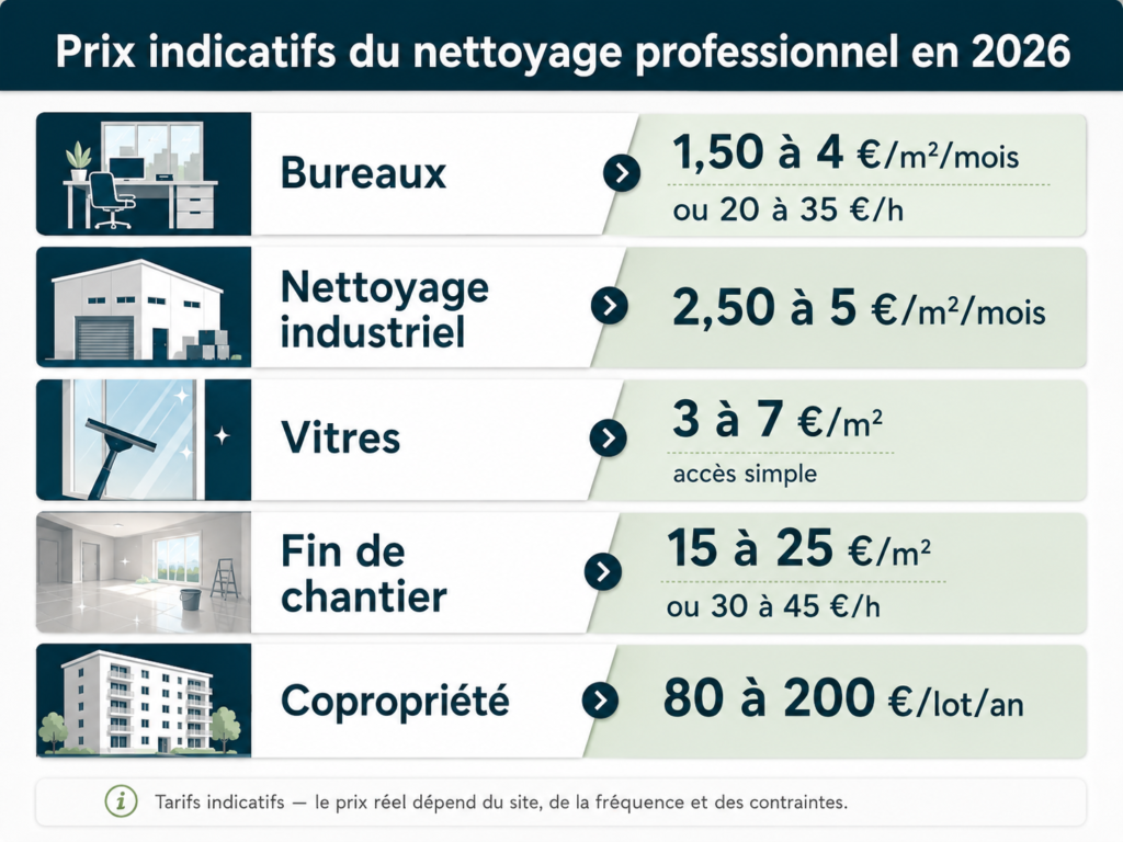 Les modes de facturation varient selon la prestation : au m², à l’heure ou au forfait selon les besoins.